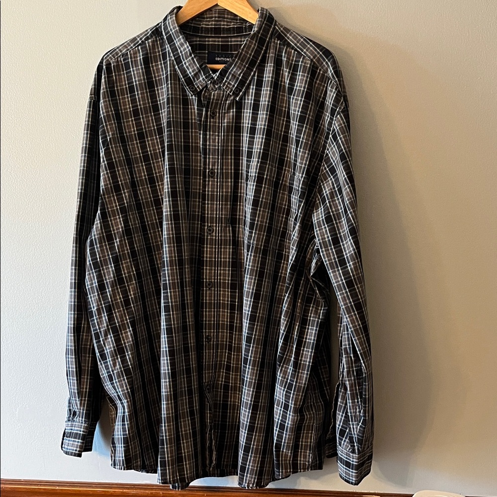 Basic Editions Black and White Plaid Button-Down Shirt